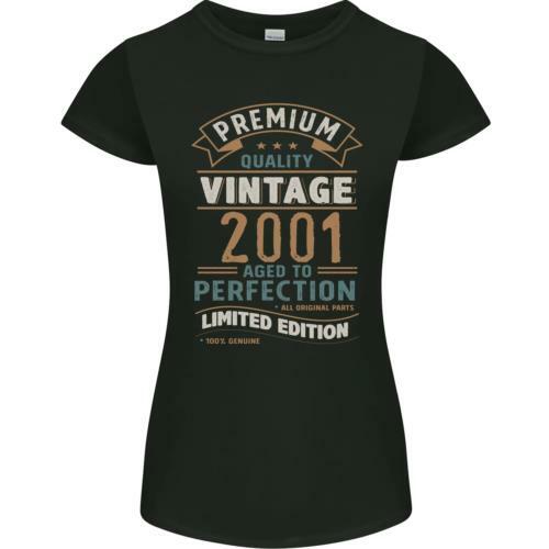 Camiseta Vintage de primera calidad para mujer, ropa para cumpleaños del 23 ° año 2001, corte pequeño