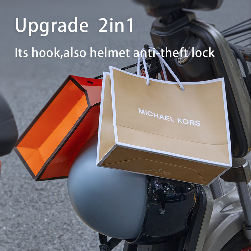 MIXSAS Motorcycle Universal Anti-theft Security Helmet Lock Alloy Black Mount Hook with 2 Keys Electric Vehicle Tool Accessories