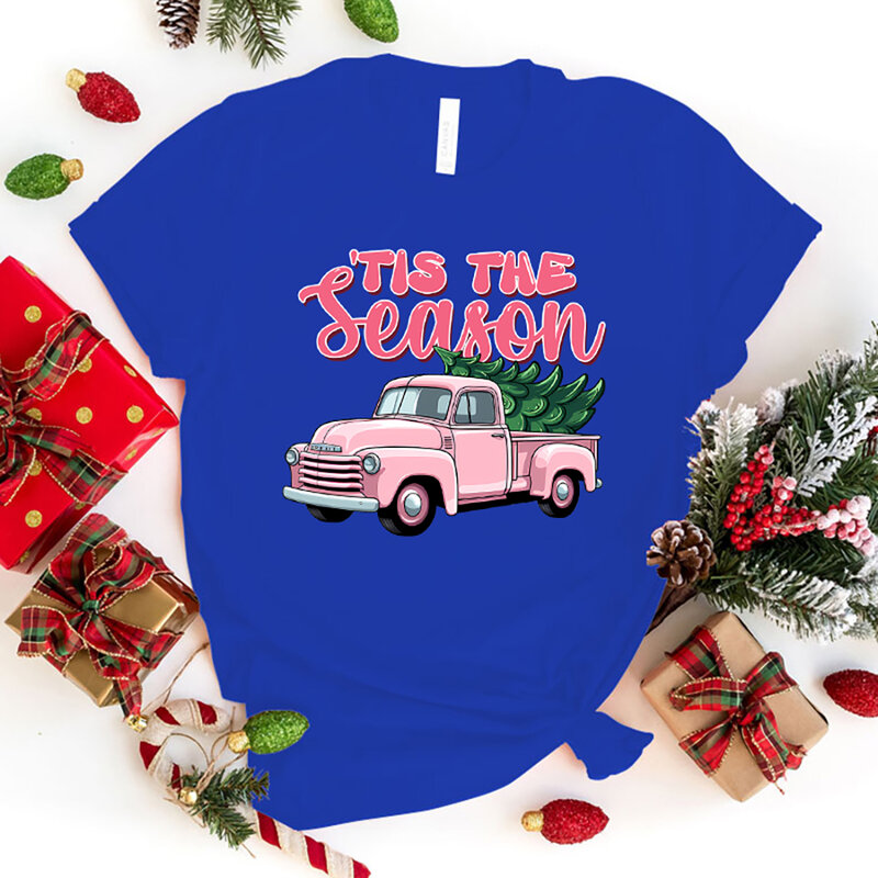 Mode Weihnachten ist die Saison drucken T-Shirt Mädchen T-Shirt Soft Print Top Unisex T-Shirt Kleidung lässig O-Ausschnitt Kurzarm