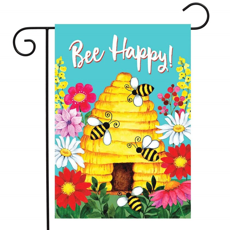 Флаг счастливого сада с Пчелой, милые Мультяшные летние двусторонние флаги с пчелами для патио, газона, дома, двора, флаг, уличное украшение