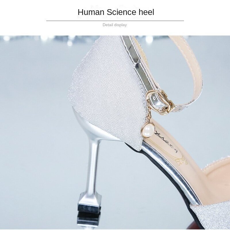 2024 hak tinggi Chunky gaya peri musim panas baru semua cocok Gaun ujung runcing tali sandal untuk wanita