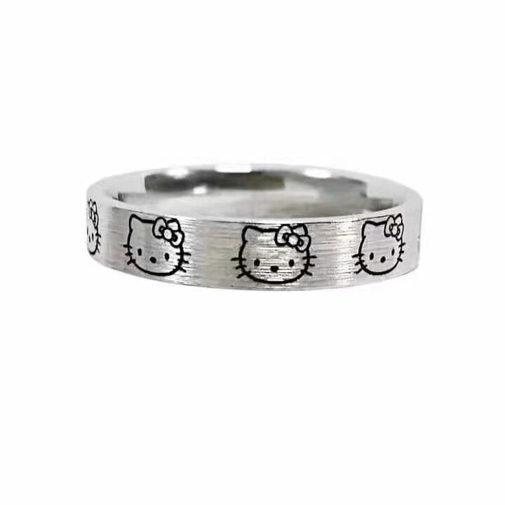Sanrio-Anillo de plata de ley de Hello Kitty para mujer, joyería de My Melody, anillos de dedo de novia, juguete de dibujos animados, regalo para niñas