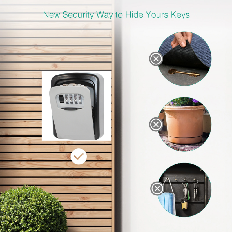 Haushalts code Schlüssel box Outdoor wasserdicht dekorative Keybox Wand montage Metall 4-stellige Kombination Passwort Keysafe Aufbewahrung sbox