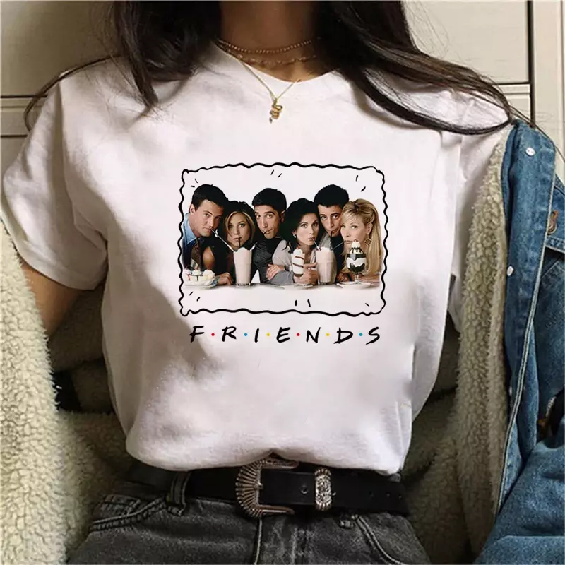 T-shirt Old Friends TV Show Mulher, Tops Femininos, Roupas Harajuku, Streetwear Anos 90, Verão