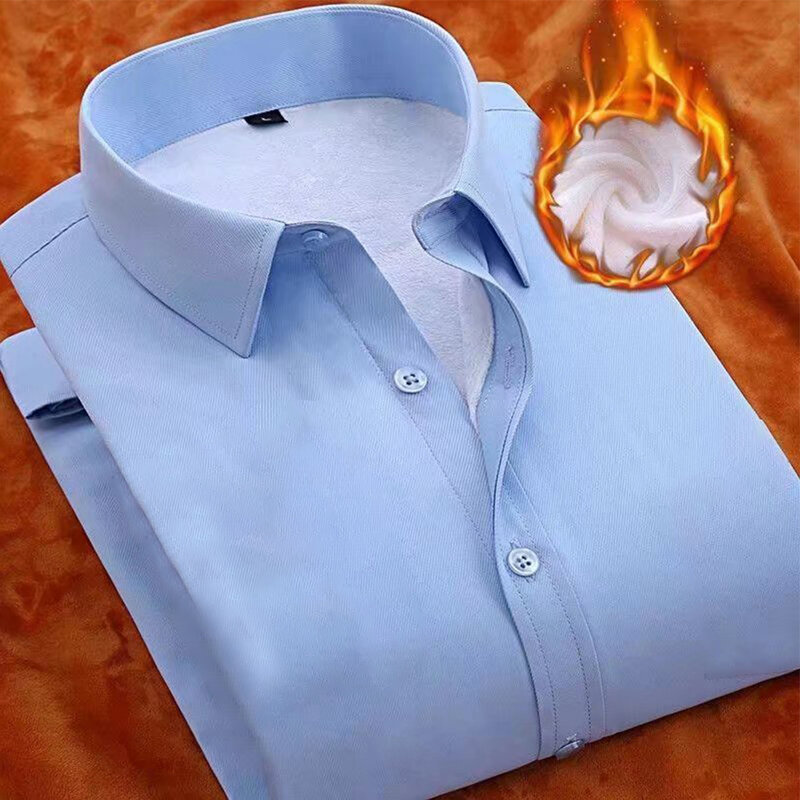 Camicia da lavoro rilassata camicia a maniche lunghe con fodera in peluche per uomo perfetta per matrimoni e occasioni formali