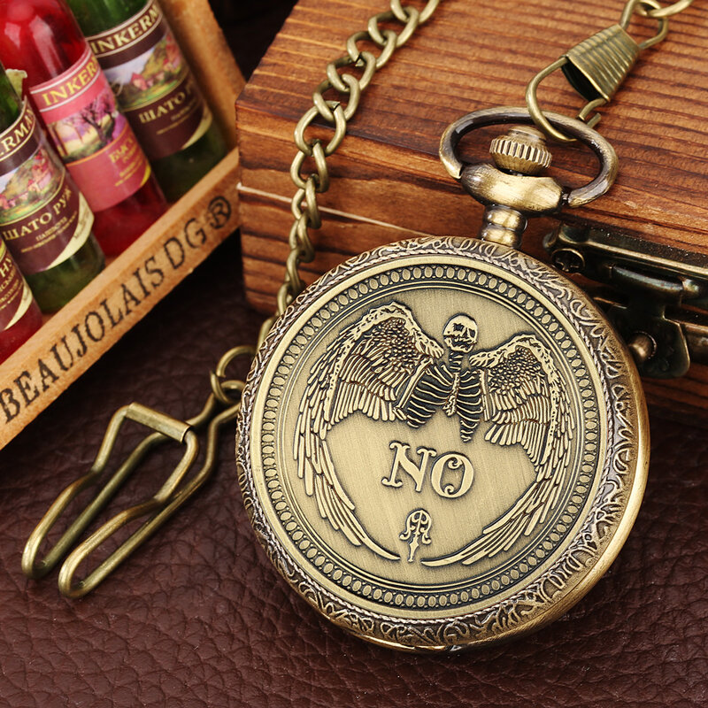 Yes or No Commemorative Coin Pattern Quartz Pocket Watches Bronze Fob Chain Pendant Souvenir Pocket Timepiece Gifts Men Women
