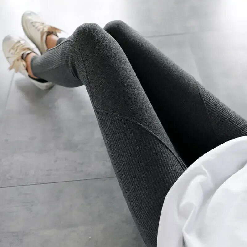 Leggings de algodão puro feminino, calça cinza, versão coreana, outono e inverno