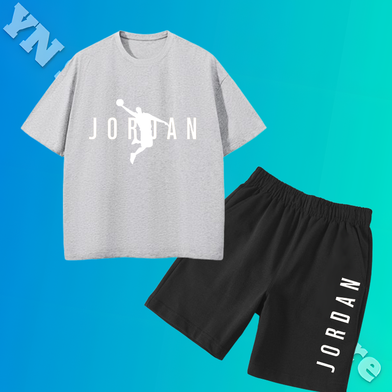 Conjunto de camiseta de manga corta para niños y niñas, ropa deportiva de 2 piezas, con estampado deportivo sólido, traje deportivo de verano