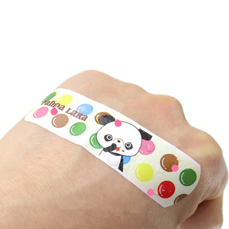 Banda de Panda de dibujos animados, parche transpirable, vendaje adhesivo para vendaje de heridas, parches de cinta adhesiva para la piel, 100 unids/paquete