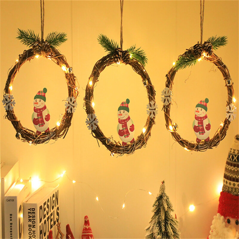 Künstlicher Weihnachts kranz mit LED-Schnur Licht Energie sparende hohe Helligkeit Tür hängen Rattan perfekte Indoor-Outdoor-Dekor