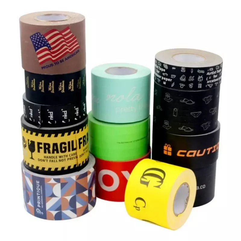 Op Maat Gemaakte Productcustom Bedrukte Zelfklevende Gerecyclede Kraft Verpakkingstape Gekleurde Kraftpapier Tape Met Logo