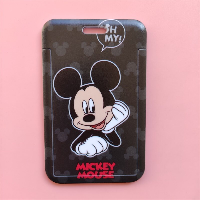 Disney Mickey Minnie ที่ใส่บัตรประชาชน Lanyard ธุรกิจผู้ถือป้ายสายคล้องคอนักเรียนน่ารักการ์ตูนการ์ดเด็กฝาครอบ