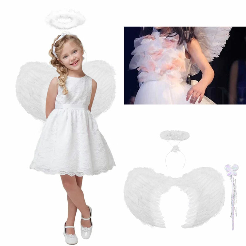 Anjo asas de fadas princesa fantasias cosplay feminino meninas pena branca palco desempenho fotografia asas masquerade carnaval