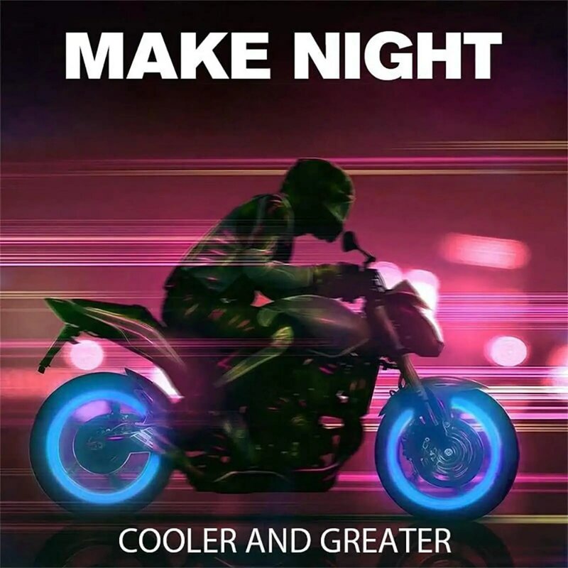 Luminous fluorescente válvula tampas, luz azul, carro, motocicleta, bicicleta, roda, modelagem, universal, à prova de poeira bicos, tampa, 4pcs