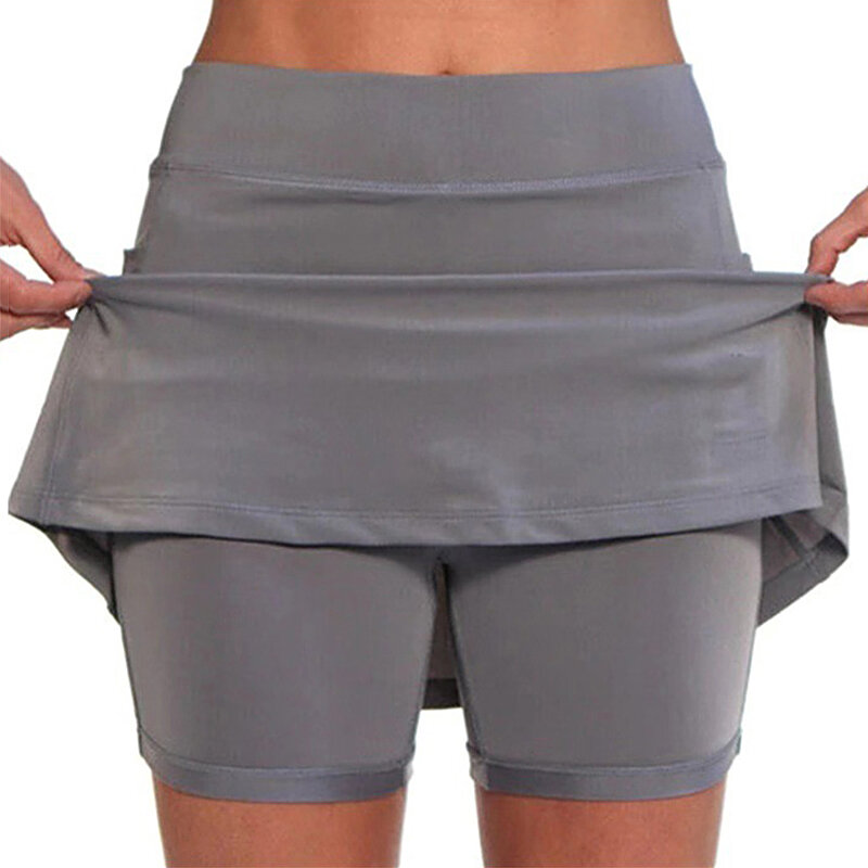 1pcs Women's Summer Slim High Waist Short Skirt Solid Color Running Skirt with Pockets Tennis Golf Sports Hot Workout Shorts
