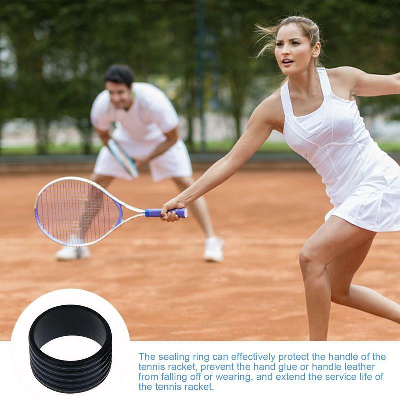 4 szt. Silikonowy uchwyt do rakiety tenisowej pierścień uchwyt zamknięcie rakieta tenisowa gumowy uchwyt pierścieniowy rozciągliwy uchwyt odporny na wstrząsy absorber nowość