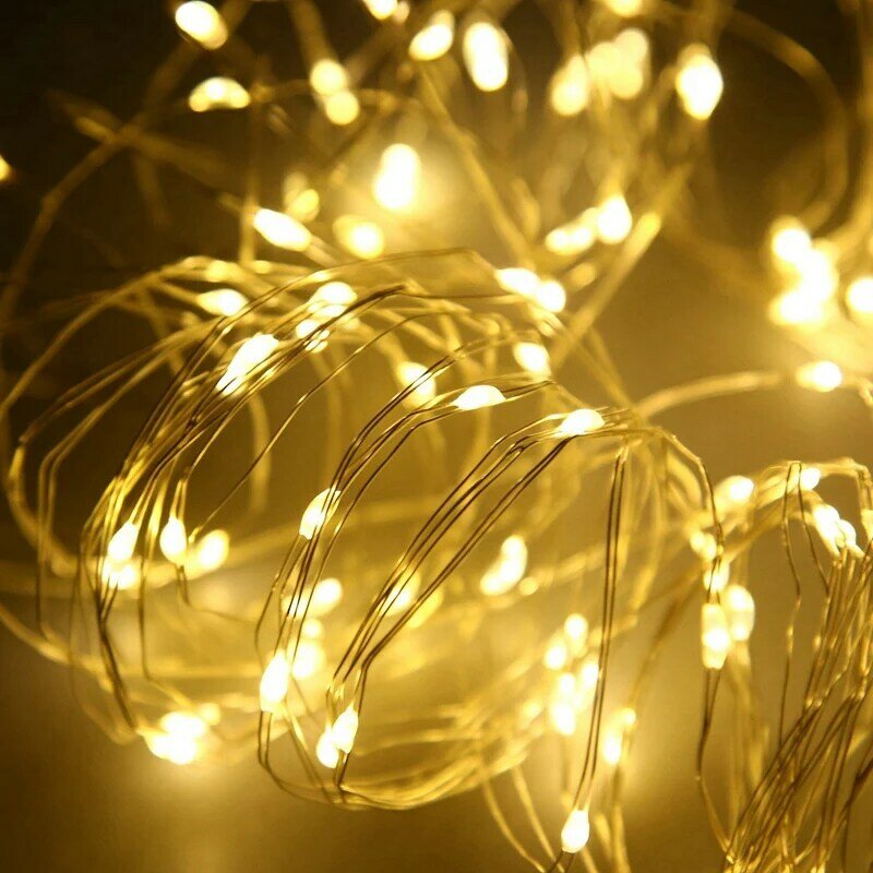 Luzes de corda solares ao ar livre, Luzes de corda decorativas impermeáveis, Branco quente, 10m, 100LED, 4X