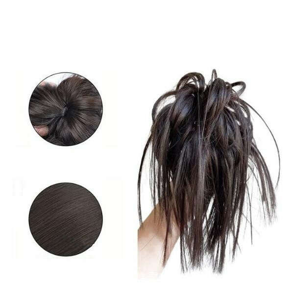 Y2K Synthetic Messy Hair Bun Fluffy Women Highlight Hair Accessories Hair Extensions Wig Claw Clip Rope in Hairpiece