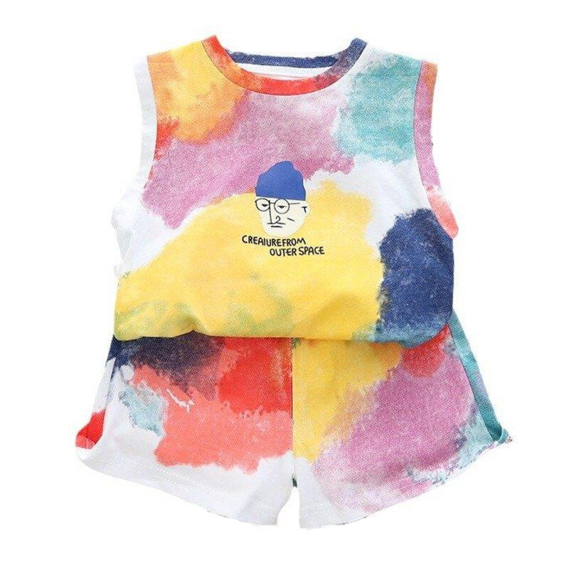 Nowa moda letnia ubranka dla dzieci dzieci chłopcy kamizelka spodenki 2 sztuk/zestawów dzieci odzież dziecięca strój codzienny niemowlę odzież sportowa