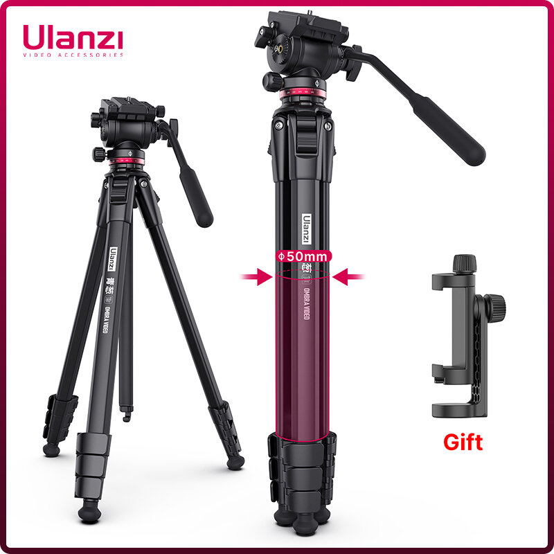Ulanzi OMBRA DSLR 카메라용 1.6M 비디오 여행 삼각대 360 ° 파노라마 유체 드래그 팬 삼각대 최대 하중 6kg Arca 스위스 플레이트