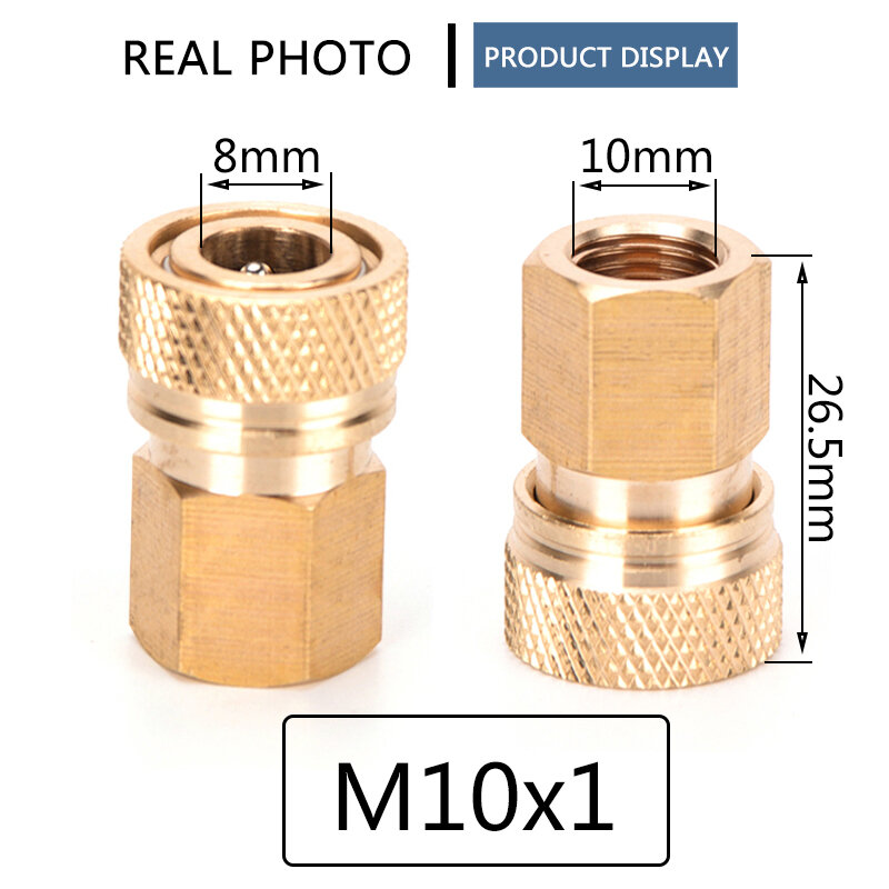 8mm ar reenchimento acoplador soquetes cobre encaixes estilo regular rosca m10x1 feminino desconexão de liberação rápida 40mpa 3 pçs/set