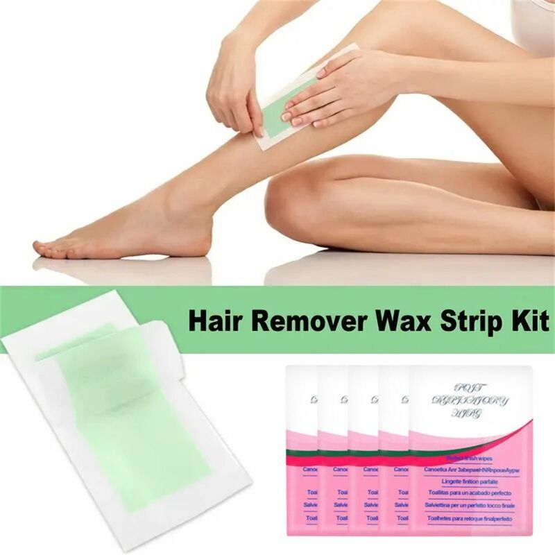 10Pcs Professional Hair Removal Wax Strips for Summer Depilation Double Sided Cold Wax Paper for Leg Body Face Useful