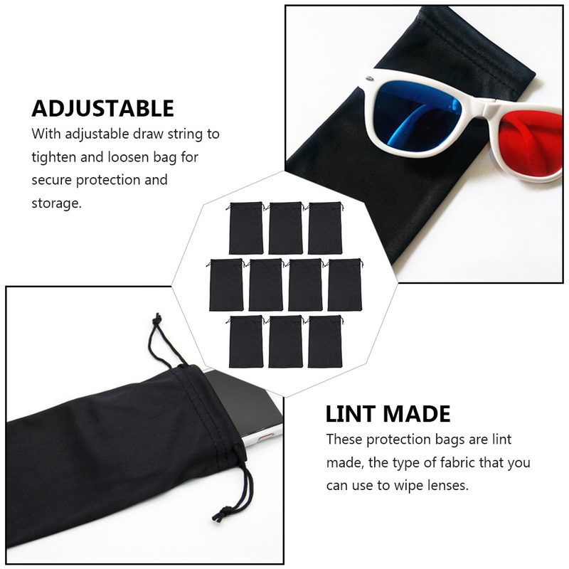 20 Pcs Sunglass Drawstring Pocket Ski Goggle Pouch Storage Flannel Ski Sunglasses For Men