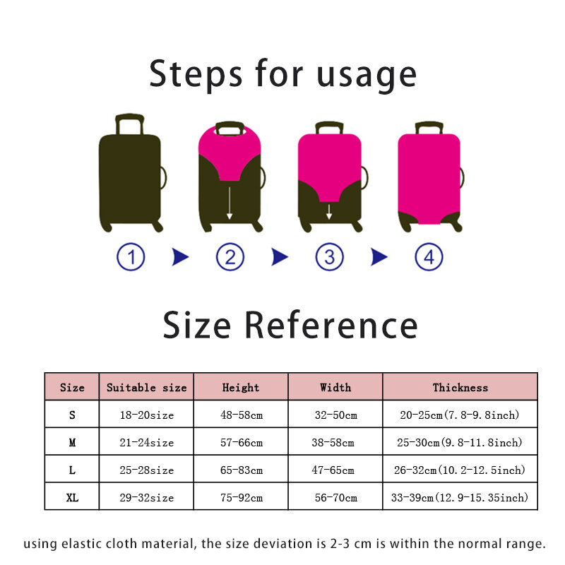 Set da viaggio copertura per bagagli copertura protettiva più spessa copertura per bagagli lavabile copertura elastica per valigia lettere bianche antigraffio
