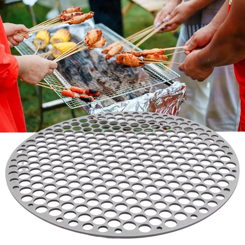 Iron Mesh BBQ Mat Grid Outdoor Cooking Grill Net Barbecue Rack Grill Mesh Non-stick 304 Stainless Steel BBQ Net