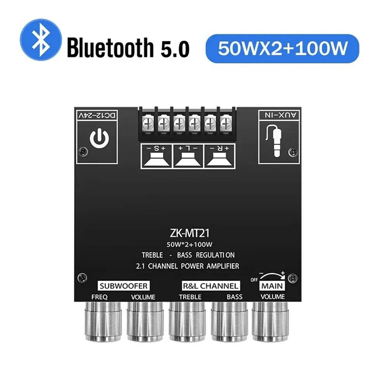 ZK-MT21 Channel Bluetooth 5.0 CS8673E 2.1 Subwoofer Amplifier Board 50W X 2+100W Power Audio Stereo Amplifier Board Bass AMP AUX