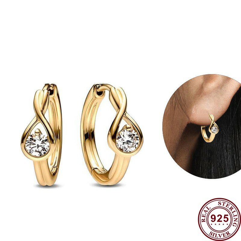 Penjualan laris 925 anting-anting Logo Droplet wanita asli gelombang seri tanda tangan hati cinta perak perhiasan jimat mode DIY