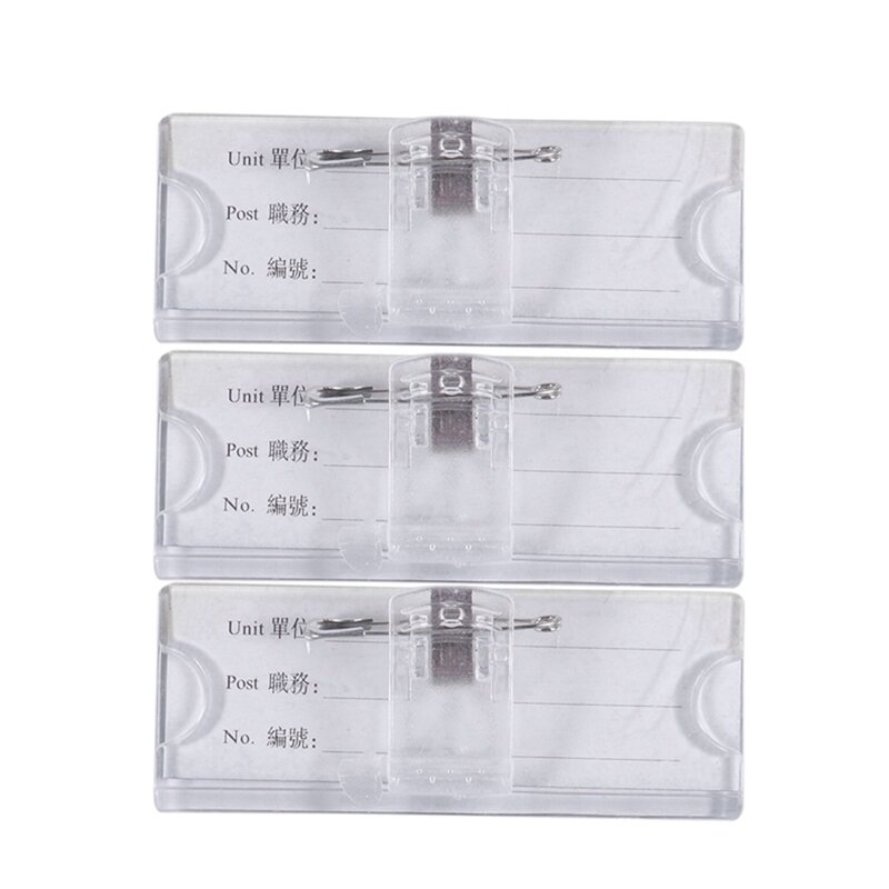 Safetypin Clear Hard Plastic Name Tag Clip Holder 12 Pcs