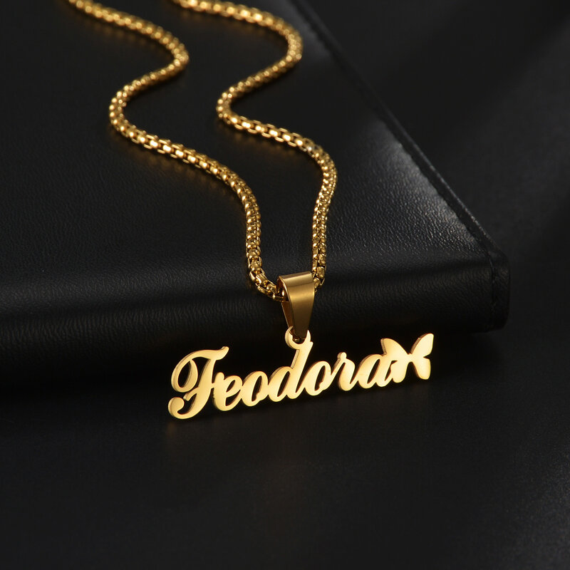 Atoztide LC-collar con colgante personalizado para hombre y mujer, cadena gruesa cubana de acero inoxidable, con nombres personalizados, regalo de cumpleaños