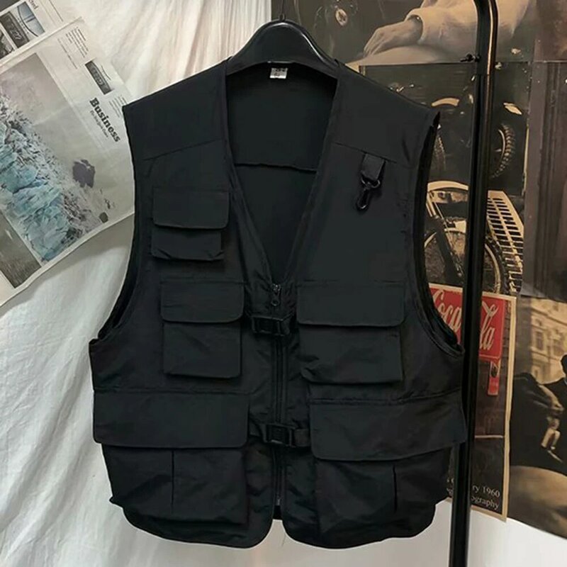 Cargo Waistcoat Vest Autumn Casual Coat Daily Fashion Holiday Jackets Men Outerwear Sleeveless Solid Color Brand New