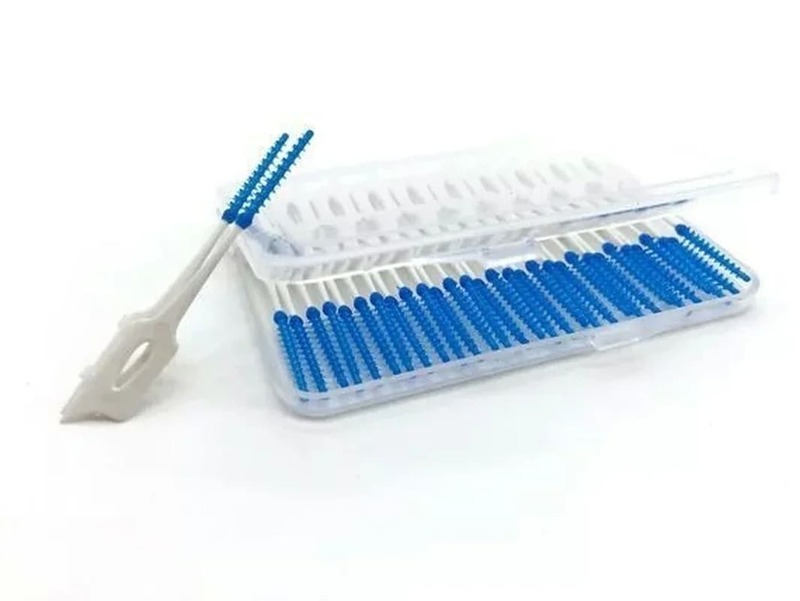 Cepillo Interdental de ortodoncia, limpieza de huecos de dientes, cuidado bucal, cabeza de silicona suave, bueno para encías, 40 unids/lote por caja