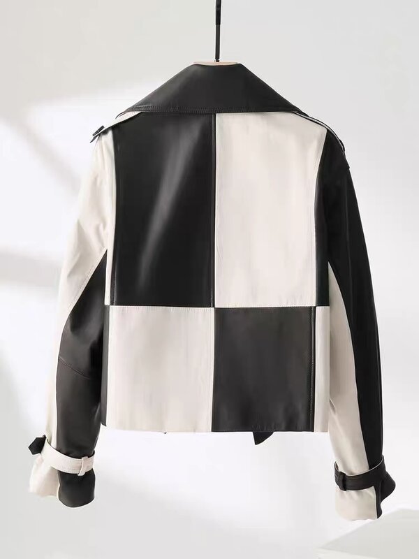 Leather Women 2023 Autumn New Blouse Short Casual Sheepskin Thin Suit Jacket Imitation Sheepskin