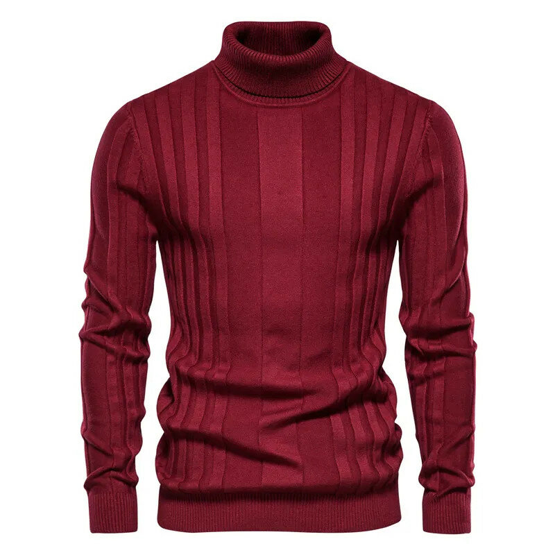 Suéter de cuello alto de manga larga para hombre, Jersey cálido de alta calidad, ropa de blusa, novedad de primavera, 2024