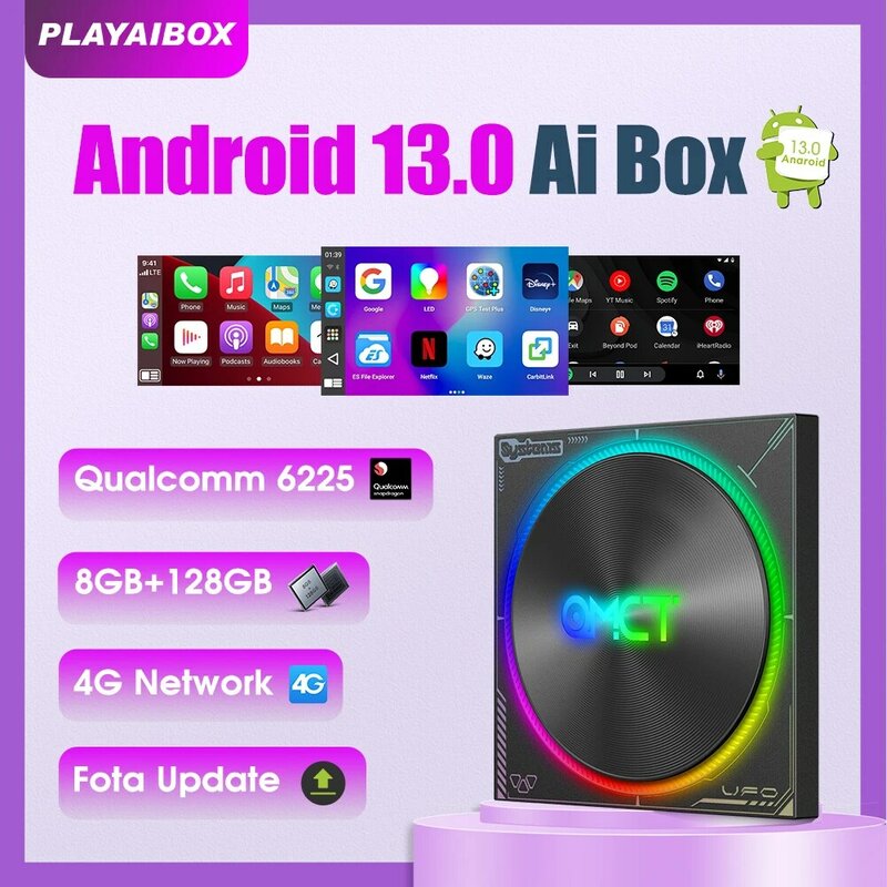 Carplay ai box ambient led android 13 drahtloses carplay android auto smd6225 8g 128g für volvo benz chery mg hyundai lexus kia vw