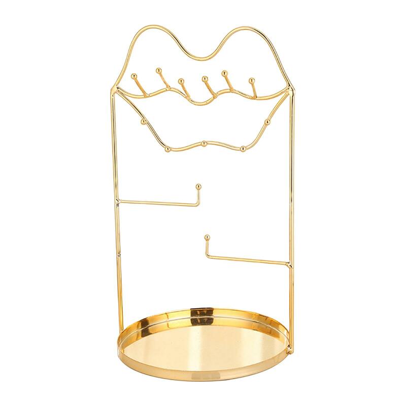 Schmuck Veranstalter Stand Zubehör Metall mit Ring Tablett Ohrring halter Schmuck regal für Schreibtisch Halsketten Armbänder Ringe Frauen