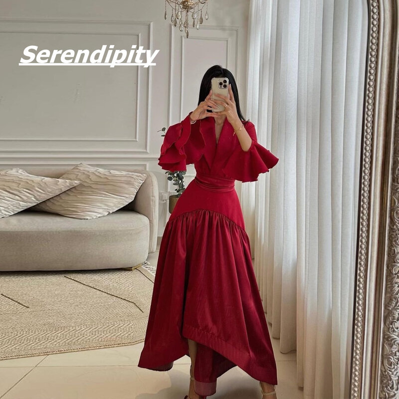 فستان سهرة بأكمام طويلة من Serendi' ، فستان أنيق للحفلات الراقصة ، فستان نسائي مثير ، برقبة على شكل حرف v ، 2021