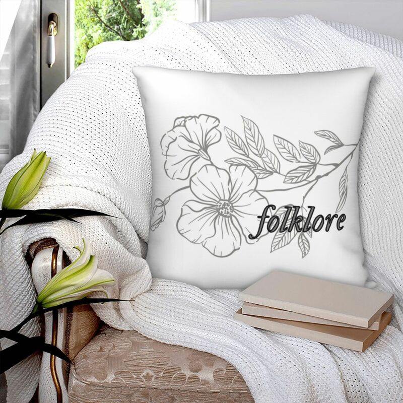 Folklore Album Flower Lyrics Square Pillowcase Polyester Linen Velvet Pattern Zip Decor Home Cushion Cover Wholesale 18"