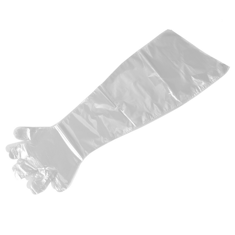 50 Stück Einweg-Plastikfolie Langarm handschuhe Rinder schaf handschuhe für die Farm (weiß)