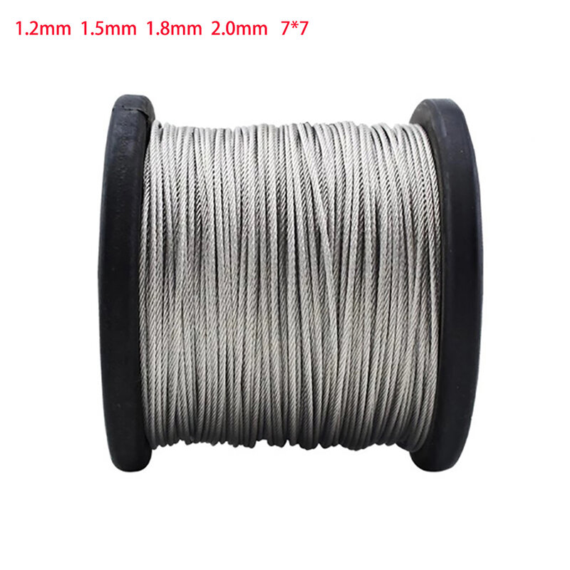 10/20Meters 7 * 7 Structure 304 Stainless Steel Wire Rope Cable Clothesline 1.2mm 1.5mm 1.8mm 2.0mm Soft Cable Fishing Lifting