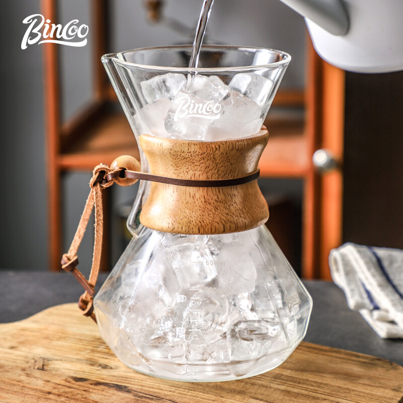 Bincoo Set pembuat kopi Tuang dengan Filter, penyaring kaca Carafe Manual dengan pegangan