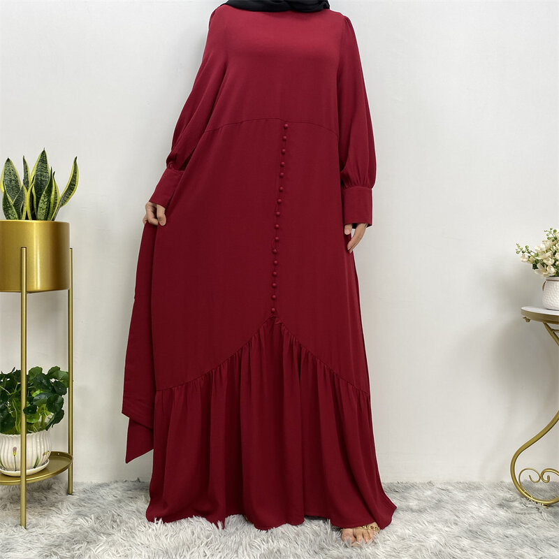 Islamic Turkey Dubai Abayas Lace-up Long Sleeve Evening Party Abayas for Women Muslim Dress Fashion Jalabiya Casual Maxi Dress