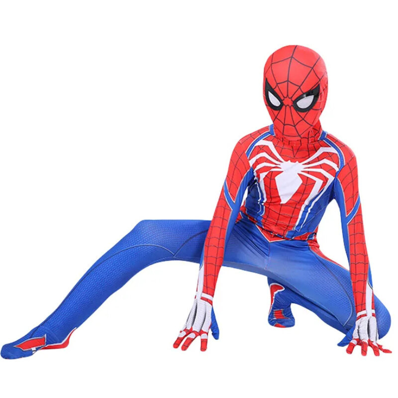Game PS4 Spiderman Cosplay Costume Superhero Zentai Suit Spider Man Bodysuit Halloween Costume Mask JumpSuit For Kids/Adult