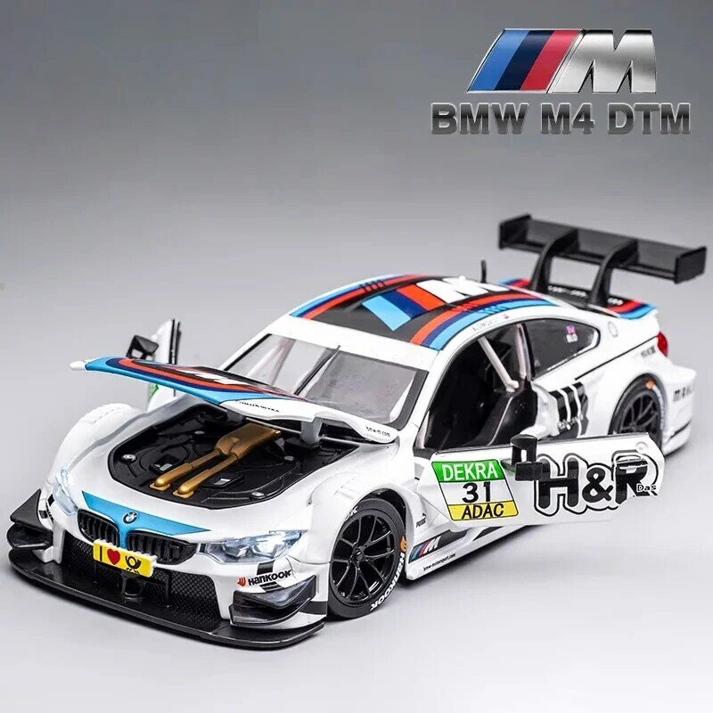 1:24 BMW M4 GT3 литой игрушечный автомобиль из сплава, модель со звуком и оформлением, детская игрушка, коллекционные предметы, подарок на день рождения