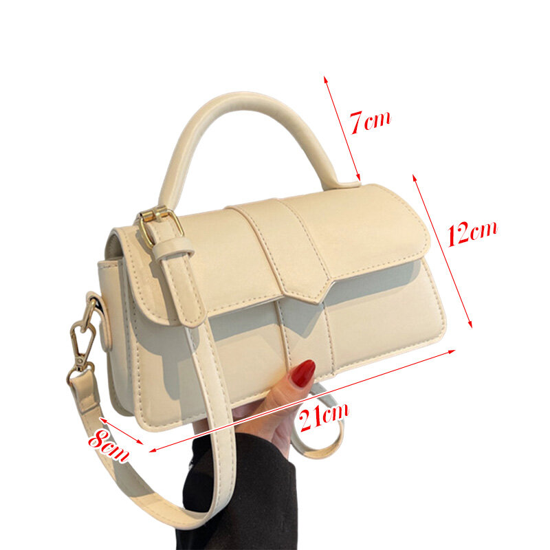 حقيبة كتف من الجلد الصناعي أحادية اللون للنساء ، حقائب صغيرة متقاطعة مع الجسم ، حقيبة تحت الإبط كلاسيكية ، حقيبة مربعة ، موضة جديدة