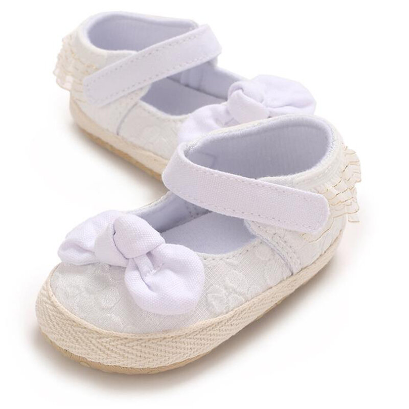 Zapatos Mary Jane para primeros pasos para niña, calzado con lazo 3D y volantes, zapatos de lona bonitos para otoño y primavera