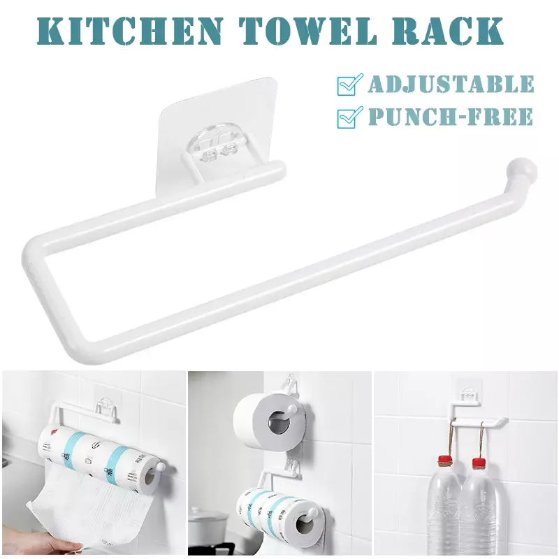 Kitchen Paper Roll Holder Cabinet Rag Hanging Holder Towel Hanger Toilet Paper Holders Rack Bar Shelf Tissue Holder